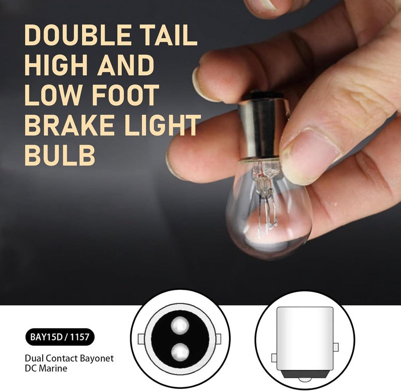 Zikefest 10PCS 1157 Bulb, Tail High and Low Brake Light Bulb, P21/5W S25 2057 2357 7528 BAY15D Light Bulb, Turn Signal Light Bulb Replacement, Universal Halogen Brake Tail Light Parking Light (White) - Image 4